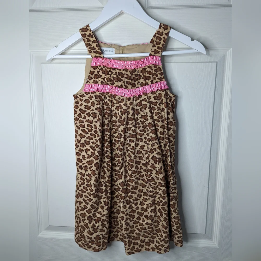 Bonnie Jean Girl's leopard print sleeveless dress with pink trim size 6